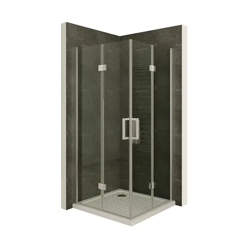 Moments of Glass Duschkabine BELLE mit Falttüren 75x90 cm Höhe: 180 cm, Eckduschkabine Falttürkabine aus durchsichtigem 6 mm NANO ESG Sicherheitsglas - DK62