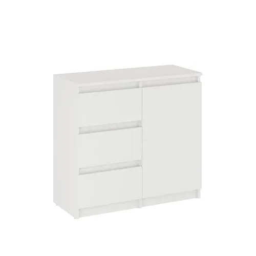 KOMTO Kommode PIKO mit 3 Schubladen und Türen – Vielseitig einsetzbares Sideboard in Weiß - Praktische Kommode mit 3 Schubladen und Ablagefächern für Ordnung in jedem Raum. Stabil und kippsicher durch Wandbefestigung. Kompakt und ideal für Schlafzimmer, Wohnzimmer oder Flur.