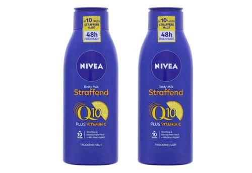 Nivea Bodylotion 2 x NIVEA Body Milk Q10 Hautstraffende Körperlotion Trockene Haut 48h