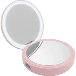 Lotta Power Powerbank Schminkspiegel, Rosa - Kompaktspiegel mit integriertem Zusatzakku und LED-Leuchtrahmen, ideal für Beauty on-the-go und perfekte Make-up-Anpassungen.