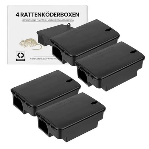 Köder-Discount Rattenköderbox mit Warnaufklebern (4er-Set) von K DERDISCOUNT