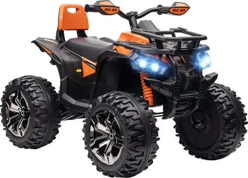 HOMCOM Elektro Quad für Kinder - 12V 10Ah mit MP3-Player - Elektrofahrzeug für Kinder, bietet authentisches Fahrvergnügen mit Vorwärts- und Rückwärtsfunktion, LED-Scheinwerfer und integriertem MP3-Player für musikalische Abenteuer.