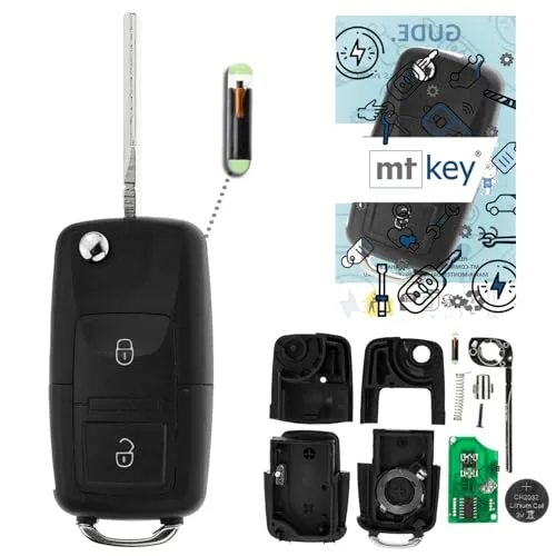 MT-KEY Funk Schlüssel 434MHZ 1J0959753AG kompatibel mit VW Bora 1J Golf 4 Polo 9N Fox 5Z T5 Multivan California Seat Leon I Ibiza Cordoba 6L Toledo II