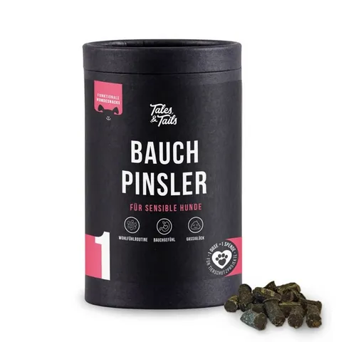 Tales & Tails Bauchpinsler - Funktionaler Hundesnack - Magen & Darm, besonders verträgliches Lamm als Monoprotein mit wertvollen Prä- und Probiotika zur Unterstützung der Verdauung und Spende an Tierschutzprojekte!