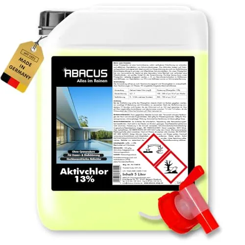 ABACUS® Flüssigchlor 13–15 % | 5L Kanister | Hochwirksames Poolchlor für klare Wasserqualität