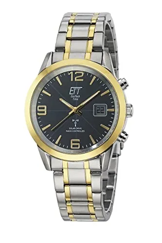 ETT Funkuhr Basic EGS-11502-32M, Solar Herrenuhr mit Edelstahlarmband