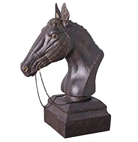 Unbekannt Pferdekopf Pferde Statue Pferdebüste Pferd Skulptur Polystein Braun Reitpferd Pferdefigur cw196 Palazzo Exklusiv