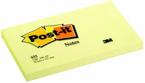 Post-it 655 Haftnotizen, 127 x 76 mm, gelb, 5 Stück