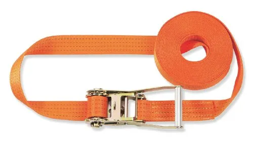 Braun Spanngurt 4000 daN, Einteilig, für Profis, nach DIN EN 12195-2, Farbe Orange, 6 M Länge, 50mm Bandbreite mit Hochwertiger Verzinkt Ratsche