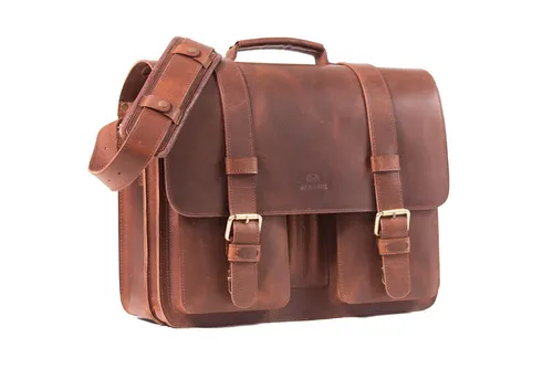 ALMADIH Aktentasche ROY XL aus Leder für Herren - Elegante Businesstasche aus hochwertigem Vintage-Leder mit optimaler Organisation für Laptop und Dokumente, ideal für den modernen Geschäftsmann.
