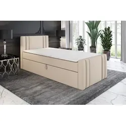Boxspringbett KLAUS 80x200 (Rechts) mit Bettkästen in beige von A&J MöbelLand