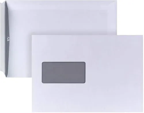POSTHORN Versandtasche C5 (25 Stück), haftklebende Versandtaschen mit Fenster, weißer Innendruck für Sichtschutz, Umschläge A5, 229 x 162 mm, 90g/m²