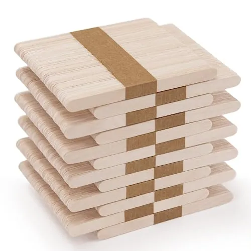 WISYOK 600 Stück Eisstiele Holz, Eisstäbchen Holzstäbchen, Holzstäbchen Zum Basteln, Holzstiele, Bastelstäbchen Holz, Holzspachtel DIY Handwerk-114 mm x 9 mm x 2 mm