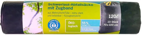 Secolan® Secolan Schwerlast Abfallsäcke mit Zugband 120 L - 10 Stück - dunkelgrau 2022452