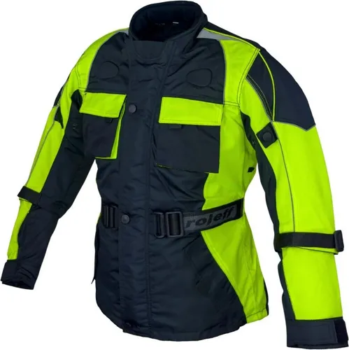 Roleff RO433K Kinder-Motorradjacke – Neongelb/Schwarz, wasserdicht & atmungsaktiv