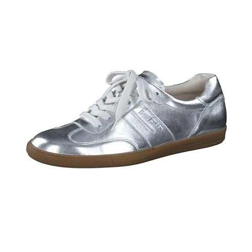 Paul Green Damen Sneaker - Elegante Low-Top Sportschuhe in Silber - Damen-Sneaker mit hochwertigem Leder und TENCEL Fasern, ideal für Freizeit und Sport. Flacher Absatz für optimalen Komfort.