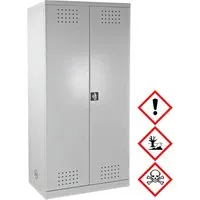PROREGAL® Werkzeugschrank Gefahrstoffschrank 192x92x58cm, Grau - Werkzeugschrank für die sichere Aufbewahrung von Chemikalien, mit stabiler Stahlblech-Konstruktion und höhenverstellbaren Auffangwannen. Ideal für Werkstätten und Industriebetriebe.