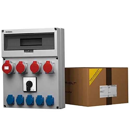 Doktorvolt® Stromverteiler GR 3x16A 1x32A - Sonstige Elektroinstallationsartikel, kompakter Baustromverteiler mit 5x230V Steckdosen und Nockenschalter, ideal für Baustellen und Werkstätten.