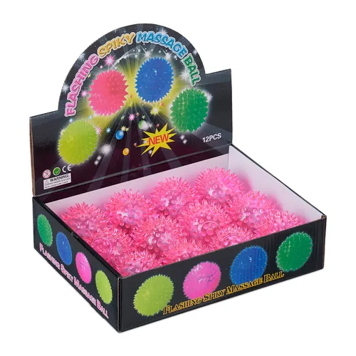Led igelball Blinkender Gummiball Fidget Ball bunt 12 Stück LED Flummi 30 g
