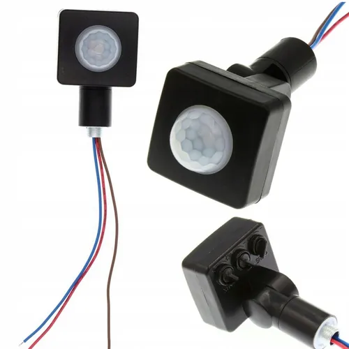 PIR Bewegungsmelder 230V – 6m Reichweite | 100W Max. Last | Einstellbar Bewegung, Dämmerung, Zeit | M10x1 Gewinde, Schwarz