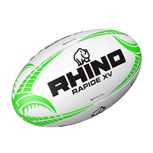 Rhino Rapide XV Rugbyball, Weiß/Grün, Größe 5 von Rhino