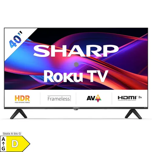 Sharp 40GD2225E LED-Fernseher - 40 Zoll Full HD Smart TV mit HDR10-Unterstützung für lebendige Farben und gestochen scharfe Bilder. Ideal für Streaming und Gaming mit Roku-Zugang zu über 500.000 Inhalten.