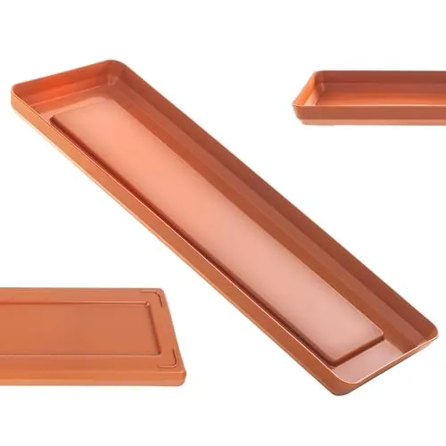 KADAX Untersetzer 30 cm für Blumenkasten, rechteckiger Blumenuntersetzer aus Kunststoff, Blumentopfuntersetzer für Balkonkasten, Pflanzenuntersetzer (Terrakotta)