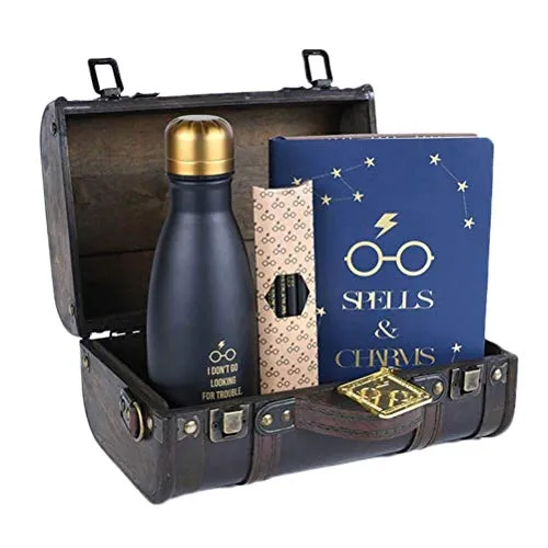 HARRY POTTER Premium Geschenkset - Geschenkbücher: Offizielles Lizenzprodukt mit isolierter Metallflasche, Notizbuch, 4 Bleistiften und Schlüsselanhänger, perfekt für Fans.