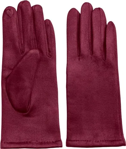 Caspar GLV013 klassisch elegante uni Damen Handschuhe, Farbe:weinrot, Accessoires:One Size
