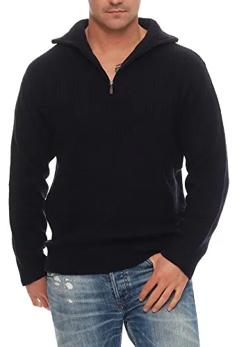 Arbeitspullover Gr. 58/XXXL marine ärmel saum strickbündchen bund reissverschluss halber reißverschluss sweater mit stehkragen kälteschutz xs s m l xl xxl xxxl 3xl sport freizeit arbeitsbekleidung