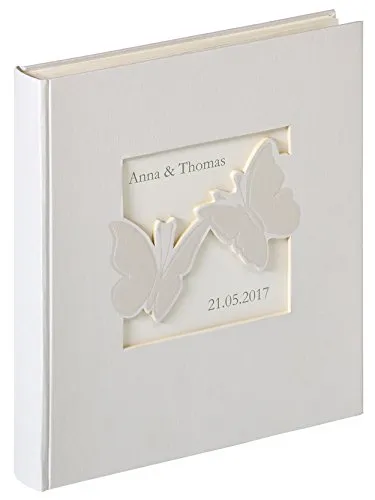 Walther Design Fotoalbum Farfalla UH-201 - Hochwertiges Fotoalbum in Leinenoptik mit Cover-Ausstanzung, 50 säurefreie Seiten und CD-Archiv für beste Fotoaufbewahrung.