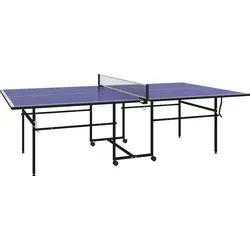 SPORTNOW Tischtennistisch, Tischtennisplatte in Viertel Klappbar mit Rollen, Tischtennisspiel-Set mit 2 Tischtennisschlägern, 3 Bällen, Outdoor Indoor Stahl, Blau, 274 x 152,5 x 75,5 cm Aosom
