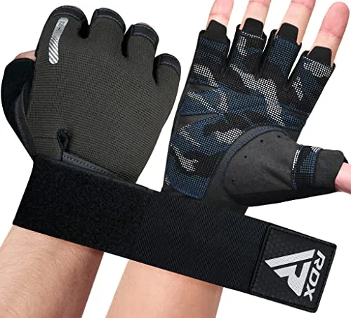 RDX Gewichtheberhandschuhe, zusätzliche Dehnbare Lange Handgelenkstütze, voller Handflächengriff, Männer Frauen Fitness HIIT Workout, Bodybuilding Krafttraining Radfahren Übung Home Gym Ausrüstung
