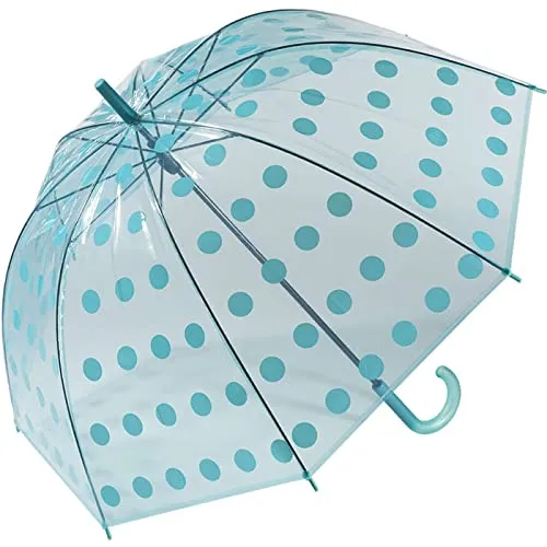 happy rain Regenschirm Damen Transparentschirm Big Dots - blau