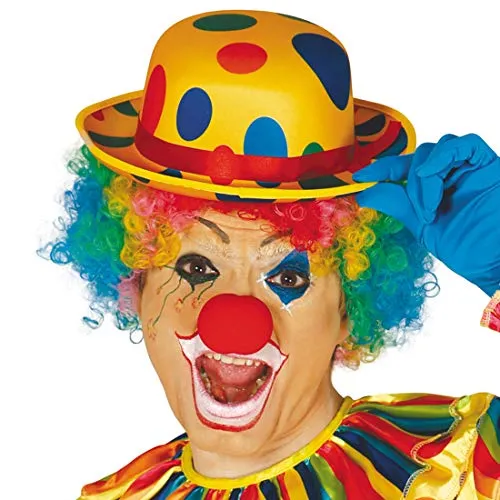 NET TOYS Gepunkteter Partyhut Clown für Erwachsene - Lustige Party-Kopfbedeckung Harlekin Hut Melone - Wie geschaffen für Fasching & Karneval