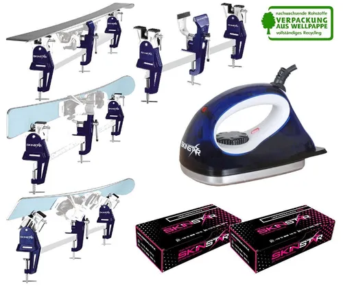 SKINSTAR Skiwax Set Skispanner Bügeleisen und Universal Wachs 250g