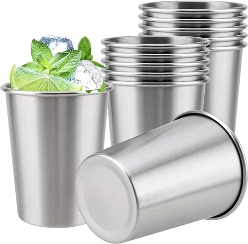 Stück Edelstahlbecher, 304 Edelstahl Schnapsgläser Set, 260ml Stapelbar Trinkbecher Schnapsbecher Metallbecher Bierkrüge Edelstahl Tassen, Partybecher für Geburtstage, Picknick, Partys, Hochzeiten 12