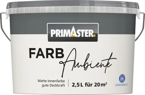 Primaster Farbambiente Wandfarbe matt silbergrau 2,5 L - Hochwertige Wandfarbe in elegantem Silbergrau, ideal für kreative Gestaltung. Leichte Anwendung und hohe Deckkraft für ein perfektes Ergebnis in jedem Raum.