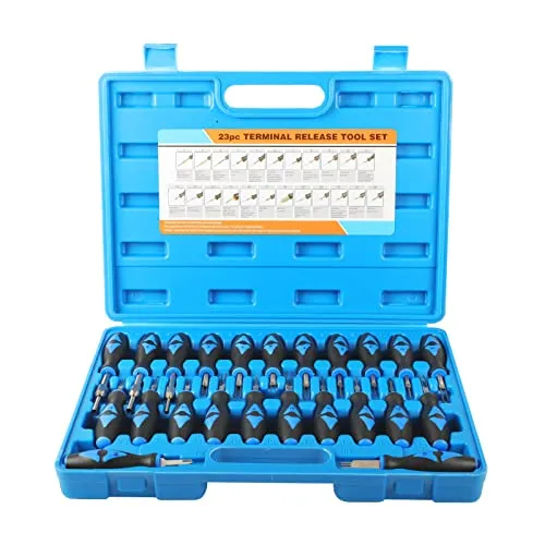 23-tlg Terminal Removal Tool Kit,Entriegelungswerkzeug KFZ Stecker Auspinnwerkzeug KFZ Set mit Robustem Transportkoffer