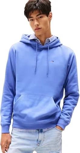 Tommy Jeans Herren Hoodie Regular Fit Flag Fleece mit Kapuze, Blau (Soft Sapphire), S