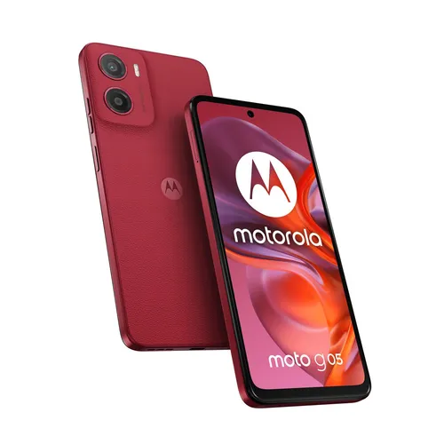 Motorola moto g05 Smartphone 4GB RAM, 64GB Speicher, Rot - Smartphone mit 50 MP Hauptkamera und 6.7 Zoll LCD Display, ideal für kreative Fotos und flüssiges Scrollen bei 90Hz.