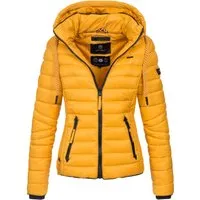 Navahoo Damen Steppjacke Lulana - Leichte Übergangsjacke mit Kapuze in Gelb - Funktionsjacken, modische und wasserabweisende Damenjacke mit abnehmbarer Kapuze, ideal für die Übergangszeit und hohen Tragekomfort.