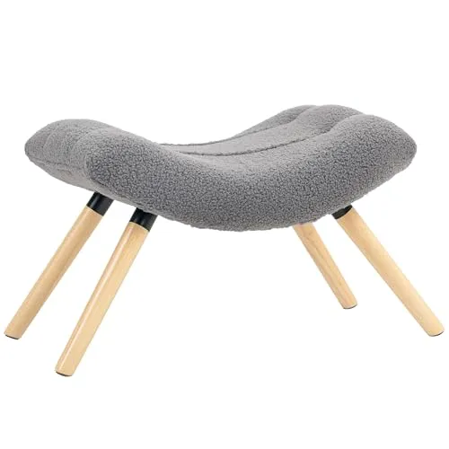 HOMCOM Sitzhocker mit Berberfleece-Stoff - Stilvoller Hocker für Wohnzimmer und Schlafzimmer, bis 120 kg belastbar, ergonomisch geformt und vielseitig als Sitz- oder Fußhocker einsetzbar.