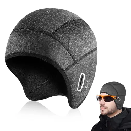 BNGXR Fahrrad Mütze Winter, Fahrradmütze für Herren Damen Wintermütze Bike Warm Cap Mütze Fahrradhelm Sportmütze Atmungsaktiv Helmmütze Radfahren Motorradfahren Laufmütze Grau