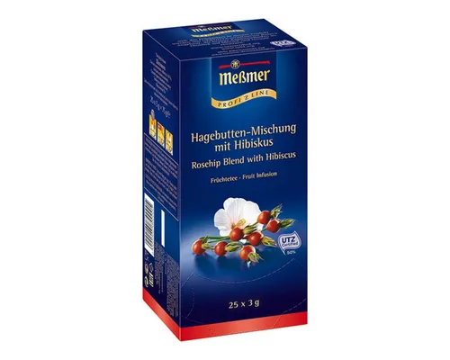 Meßmer Tee, Hagebutten Mischung mit Hibiskus 6er Pack - Fruchtige Teemischung mit Hagebutten und Hibiskus für ein erfrischendes Geschmackserlebnis. Ideal für Teegenuss zu jeder Tageszeit.