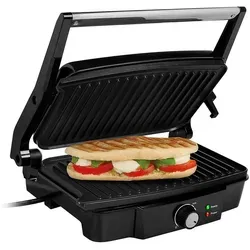 Tristar Kontaktgrill, 1500 W, Multi Indoorgrill & Grillzange fettarm grillen, Snack & Paninimaker schwarz|silberfarben 33 cm x 12 cm x 26 cm