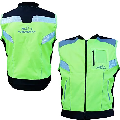PROANTI Motorrad Warnweste 5XL - Sicherheitsweste in Neon - Motorradwesten aus hochwertigem Polyester-Gewebe, ideal für Sicherheit und Komfort bei Fahrten. Reflektierende Einsätze und praktische Taschen bieten zusätzlichen Nutzen.