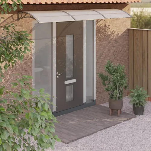 Maison Exclusive Türvordach Grau 300x75 cm aus Polycarbonat