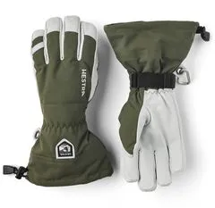 Hestra Army Leather Heli Ski 5 Finger Handschuhe - Olive, Größe 7 - Hochwertige Ski-Handschuhe für Herren, aus robustem Ziegenleder und wetterfestem Polyamid, bieten optimale Wärme und Flexibilität für anspruchsvolle Skifahrer.