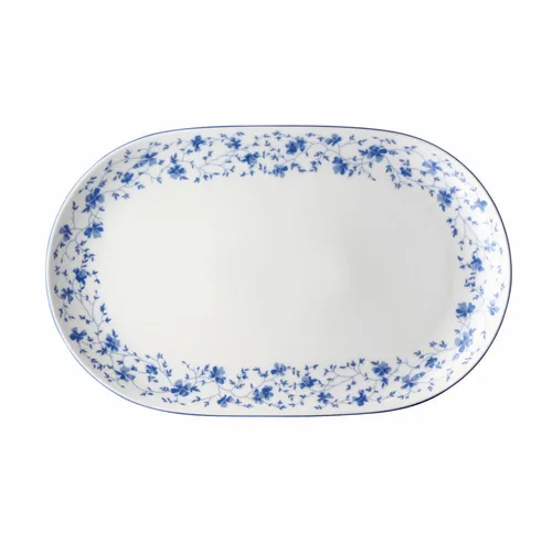Rosenthal Form 1382 Beilagenplatte Oval 32 cm - Elegante Servierplatte aus hochwertigem Porzellan mit klassischem Blaublüten-Design, ideal für festliche Anlässe und tägliche Tischgestaltung.